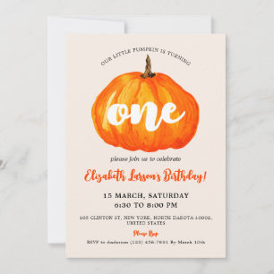 Invitation Little Cute Citrouille thème Anniversaire de enfan