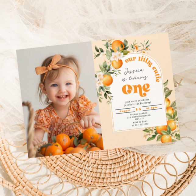 Invitation Little Cutie agrus 1er anniversaire fille photo (Créateur téléchargé)