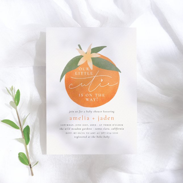 Invitation Little Cutie | Baby shower du couple orange de pri (Créateur téléchargé)