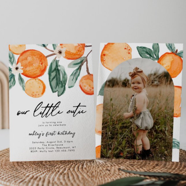 Invitation Little Cutie Clementine Photo Anniversaire Invitat (Créateur téléchargé)