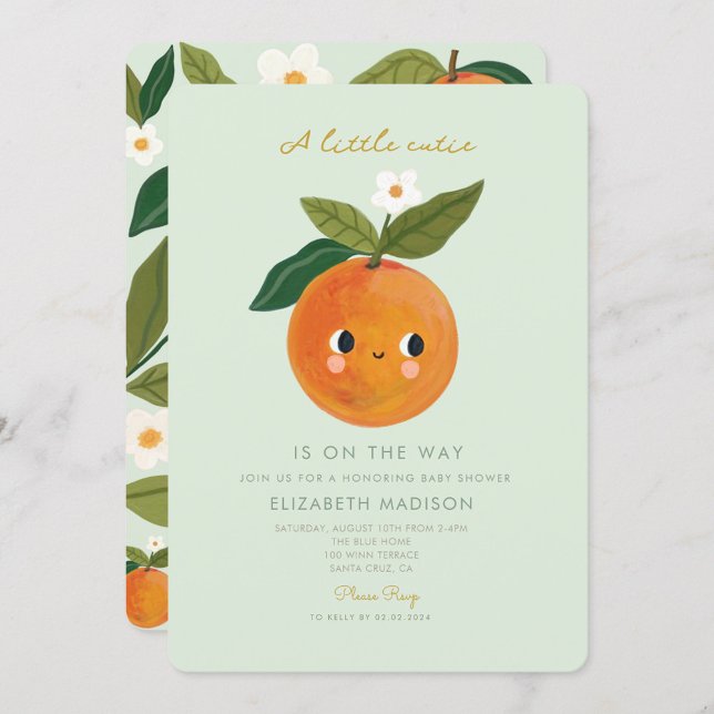 Invitation Little Cutie est sur le chemin Orange Baby shower (Créateur téléchargé)