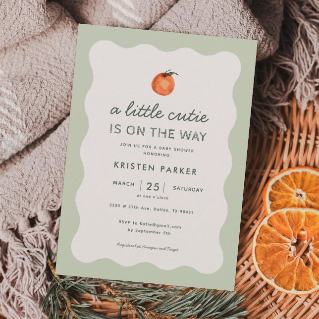 Invitation Little Cutie est sur le chemin Tangerine Baby show (Créateur téléchargé)