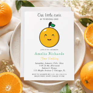 Invitation Little Cutie Orange Citrus 1er anniversaire