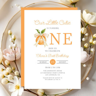 Invitation Little Cutie Orange Citrus 1er anniversaire