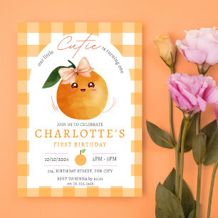 Invitation Little Cutie Orange Citrus 1er Anniversaire