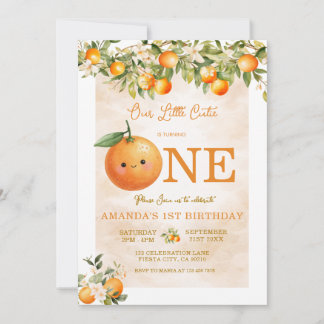 Invitation Little Cutie Orange Citrus 1st Birthday