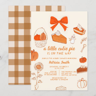 Invitation Little Cutie Pie dessiner à la main doodle Baby sh