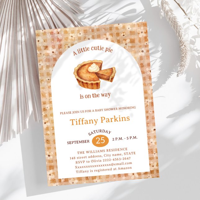 Invitation Little Cutie Pie est sur le chemin Citrouille baby (Little Cutie Pie Baby Shower Invitation with Sweet Orange Theme )