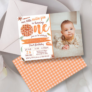 Invitation Little Cutie Pie Fall Photo 1er anniversaire