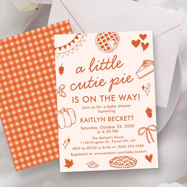 Invitation Little Cutie Pie On The Way! Fall Baby Shower (Créateur téléchargé)