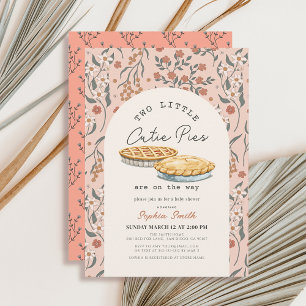 Invitation Little Cutie Pies Twins Pink Floral Baby shower