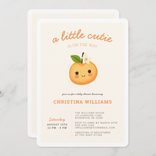 Invitation Little Cutie Sur Le Chemin Baby shower (Devant / Derrière)