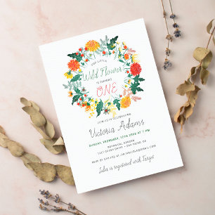 Invitation Little Dahlia Fleur sauvage Wreath Photo Anniversa