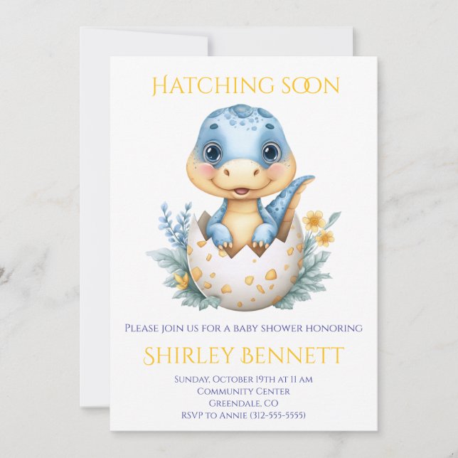 Invitation Little Dino sur le chemin : Hatching Dinosaur Baby (Devant)