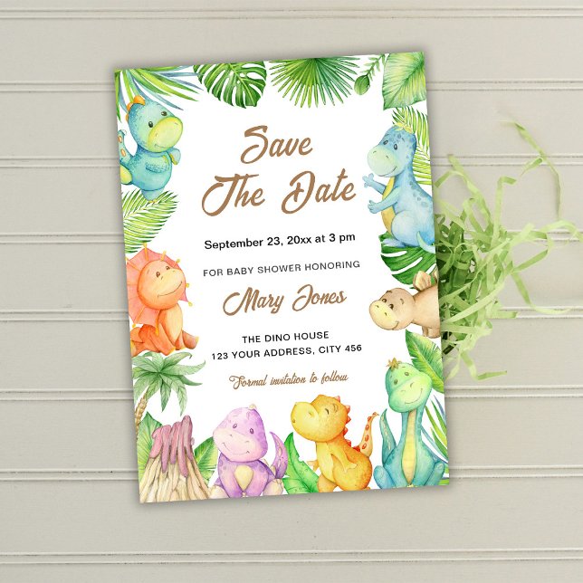 Invitation Little Dinosaur Baby shower Enregistrer La Date (Créateur téléchargé)
