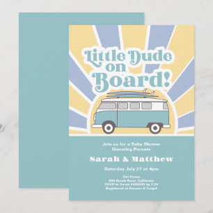 Invitation Little Dude à bord baby shower rétro