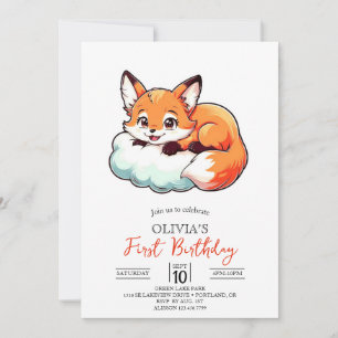 Invitation Little Elegant Digital Fox 1er anniversaire