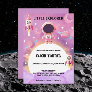 Invitation Little Explorer Modern Purple Baby shower