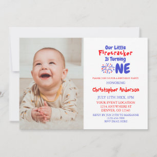Invitation Little Firecracker 1er anniversaire
