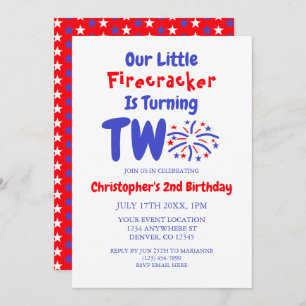 Invitation Little Firecracker 2e anniversaire