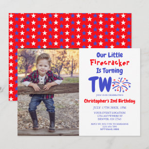 Invitation Little Firecracker 2e anniversaire