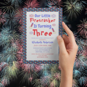 Invitation Little Firecracker 3ème anniversaire