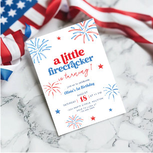 Invitation Little Firecracker 4 juillet 1er anniversaire