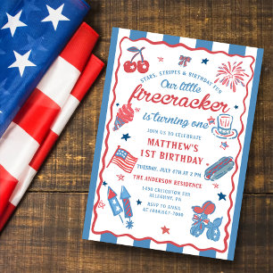 Invitation Little Firecracker 4 juillet 1er anniversaire
