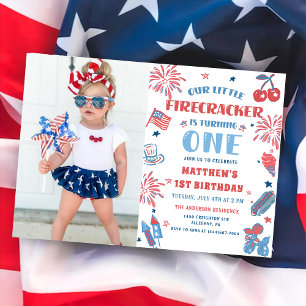 Invitation Little Firecracker 4 juillet 1er anniversaire Phot
