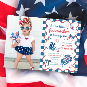 Invitation Little Firecracker 4 juillet 1er anniversaire Phot