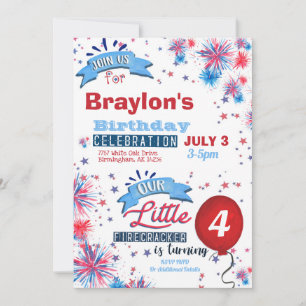 Invitation Little Firecracker 4 juillet Anniversaire Invitati