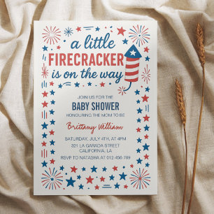 Invitation Little Firecracker 4 juillet Baby shower