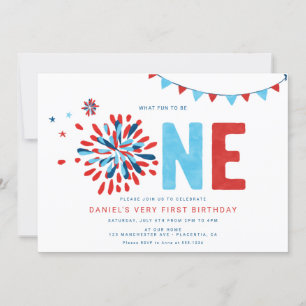 Invitation Little Firecracker 4 juillet premier anniversaire