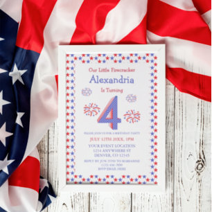 Invitation Little Firecracker 4e anniversaire