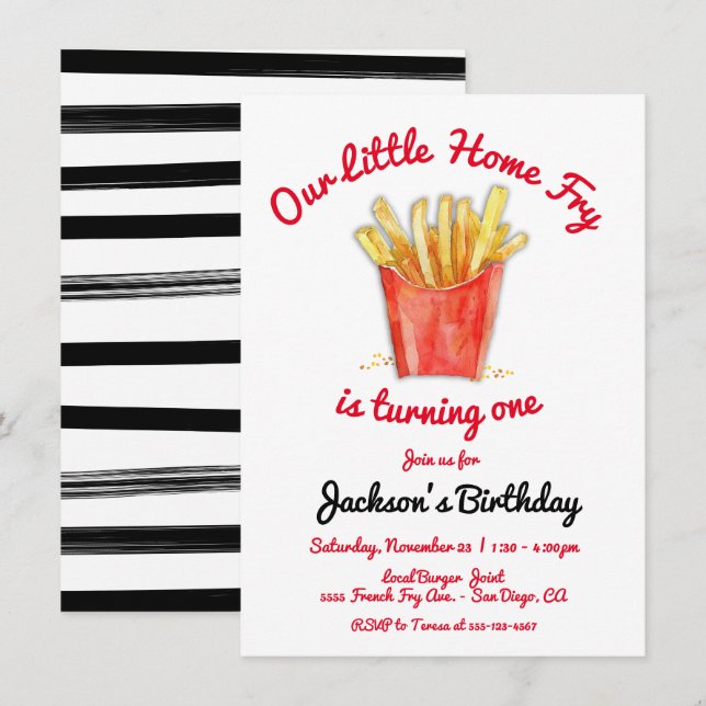 Invitation Little Home Fry Fête d'anniversaire (Devant / Derrière)