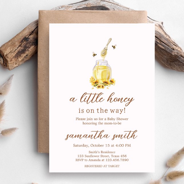 Invitation Little Honey Baby shower (A Little Honey is on the way Baby Shower Invitation)