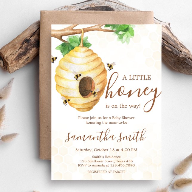 Invitation Little Honey Bee Baby shower (Little Honey Baby Shower Invitation )