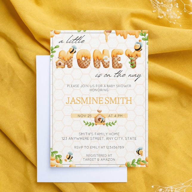 Invitation Little Honey Bee Baby shower neutre selon le sexe (Créateur téléchargé)