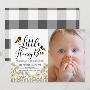 Invitation Little Honey Bee Daisy 1er Birthday Photo
