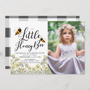 Invitation Little Honey Bee Daisy Photo Anniversaire