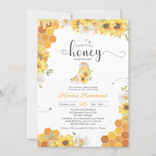 Invitation Little Honey Bumble Bee & Baby shower de tournesol