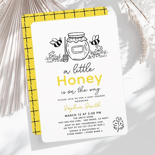 Invitation Little Honey Hand-drawn Bee Baby Shower (Créateur téléchargé)