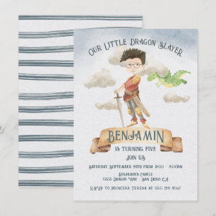 Invitation Little Knight Dragon Slayer Fairytale Anniversaire
