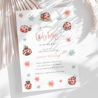 Invitation Little Ladybug Est En Chemin Baby shower Fille