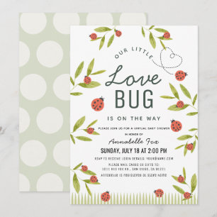 Invitation Little Log Baby shower virtuel Ladybug