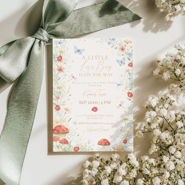 Invitation Little Love Bug Girl Baby Shower (Créateur téléchargé)