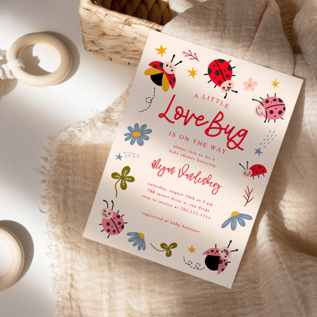 Invitation Little Love Bug Girl Baby shower (Créateur téléchargé)