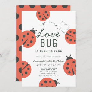 Invitation Little Love Bug Ladybug Girl Birthday