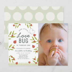 Invitation Little Love Bug Ladybug Girl Photo 1er Anniversair