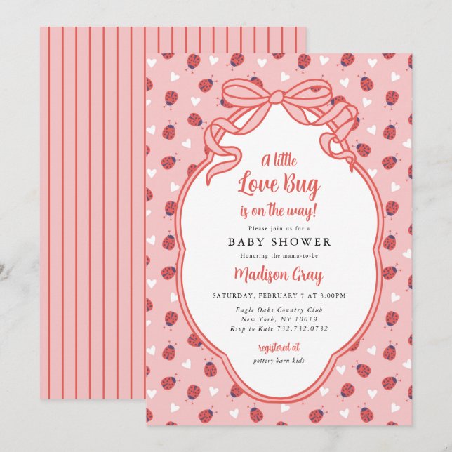 Invitation Little Love Bug sur le chemin Baby shower Invitati (Devant / Derrière)